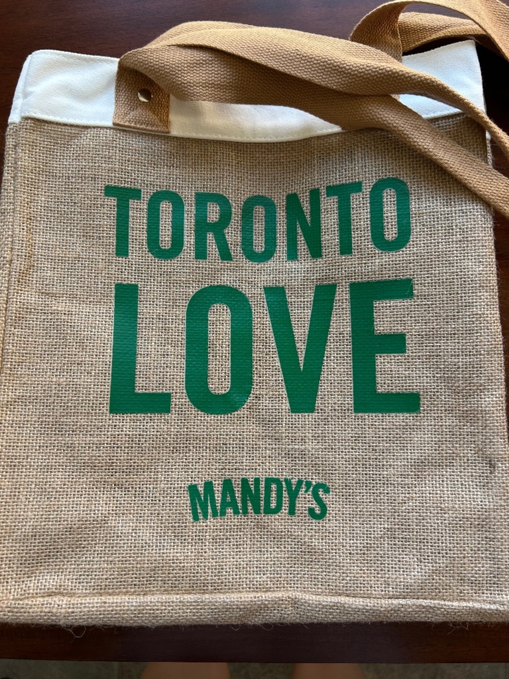 Mandy’s Toronto Love Burlap Tote Bag | Eco-Friendly Market Bag